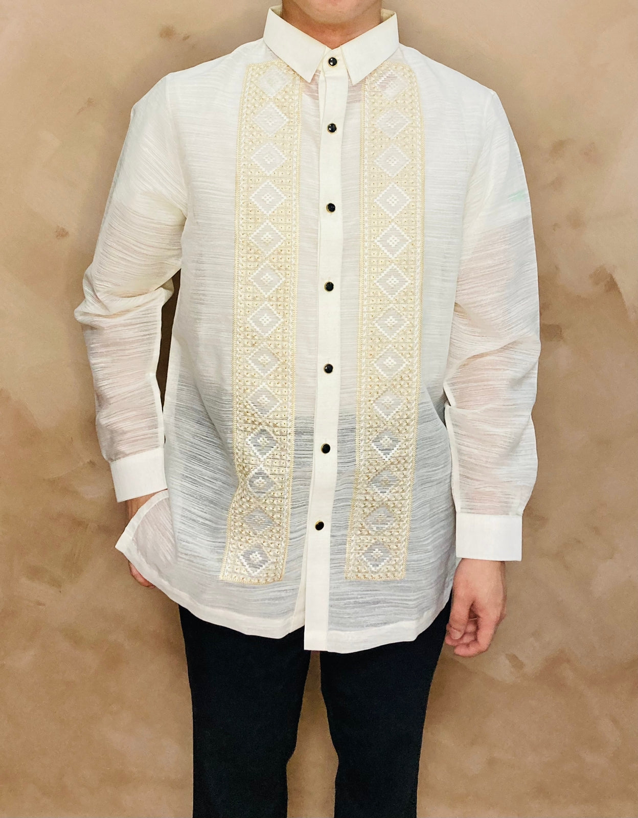 Ernesto - Traditional Barong Tagalog (Open Style with Black Buttons)