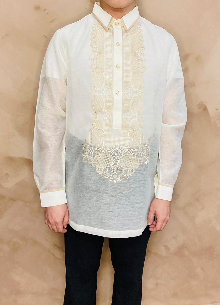 Bando - Traditional Barong Tagalog (Jusilin Fabric with Cream Embroidery)