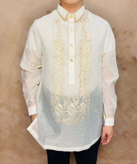 Dionisio - Traditional Barong Tagalog (Beige With Cream Embroidery)