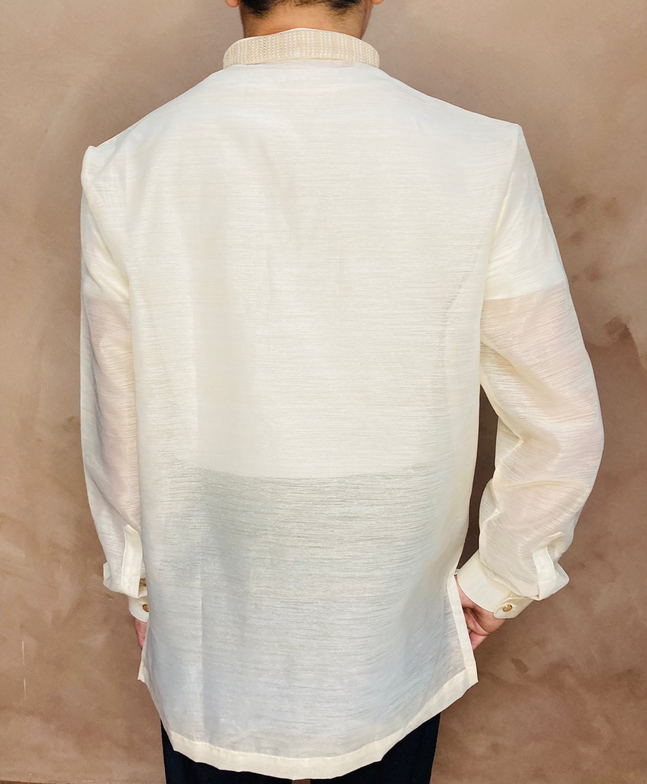Freddie - Modern Barong Tagalog (Beige With Embroidery on Collar)