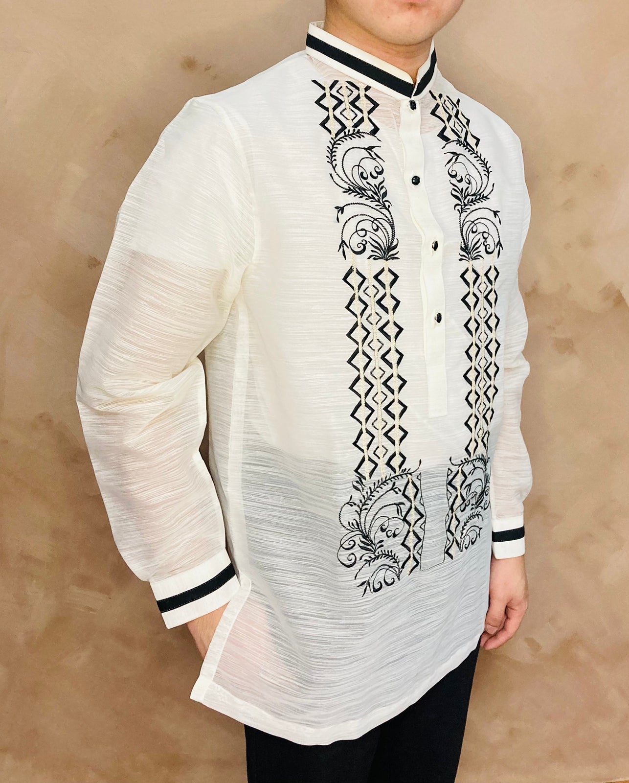 Severino - Barong Tagalog (Cream with Chinese Collar)