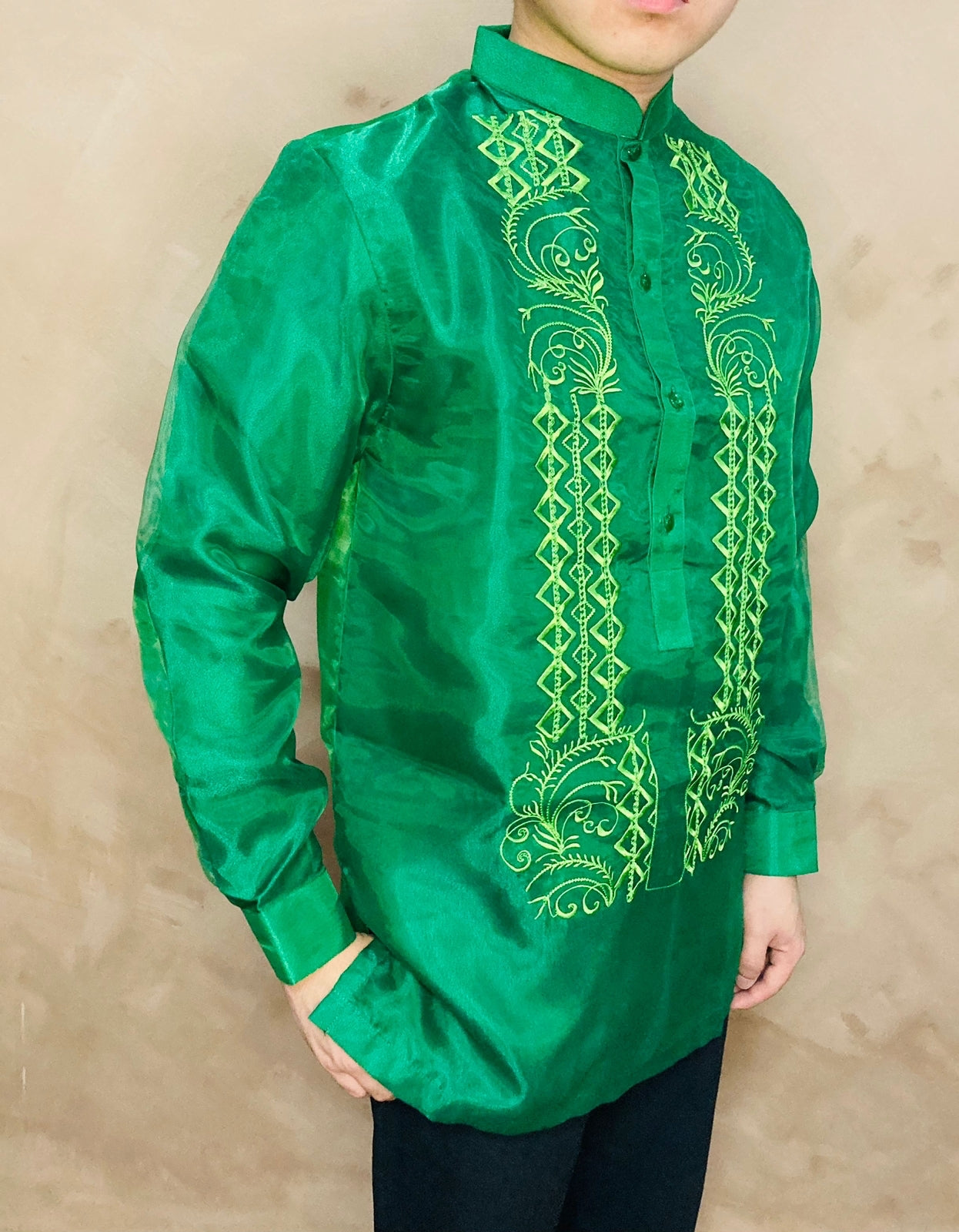Maximo - Barong Tagalog (Green With Yellow Lining)