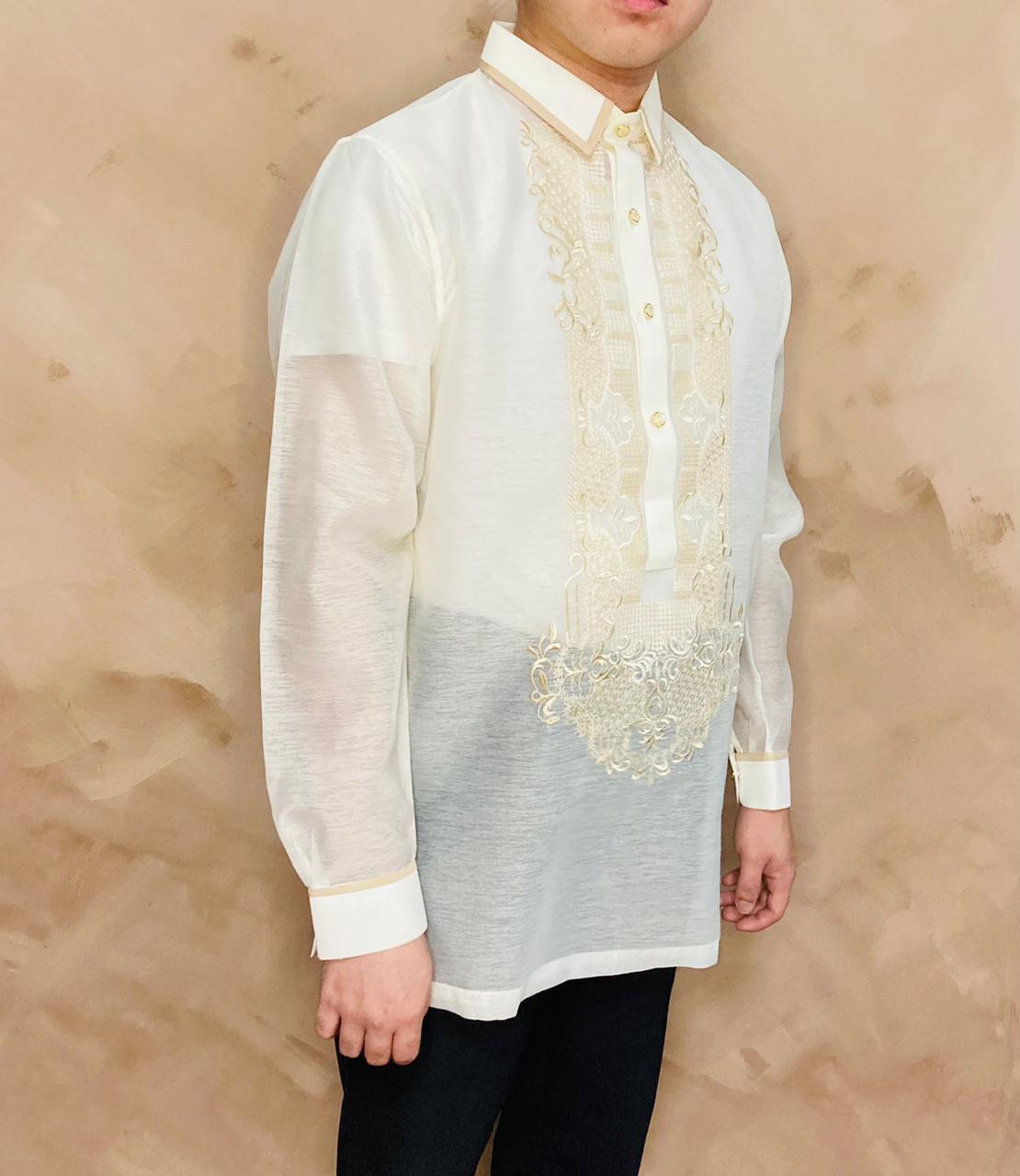 Bando - Traditional Barong Tagalog (Jusilin Fabric with Cream Embroidery)