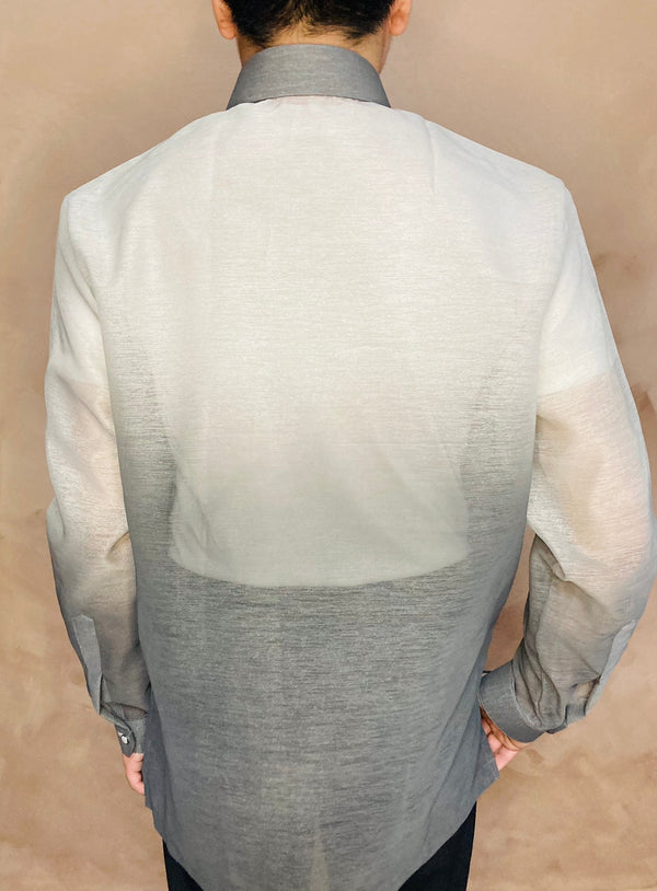 Grey Tagalog Pedro - Modern Barong Tagalog (Monocromatic Gray) – BarongTagalog.com